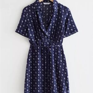 & Other Stories Navy Blue Mini Dress